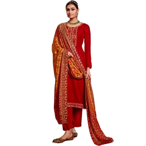 Jacquard Silk Salwar Kamiz Dress with Zari & Sequins Work Embroidery Dupatta, Medium Size, Elegant Style Traditional Comfortable Outfit for Women