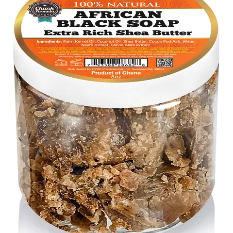 It's Pure Natural African Black Chunk Soap 8oz with Extra Rich Shea Butter Raw Soap for Face & Body Body Care Body Wash