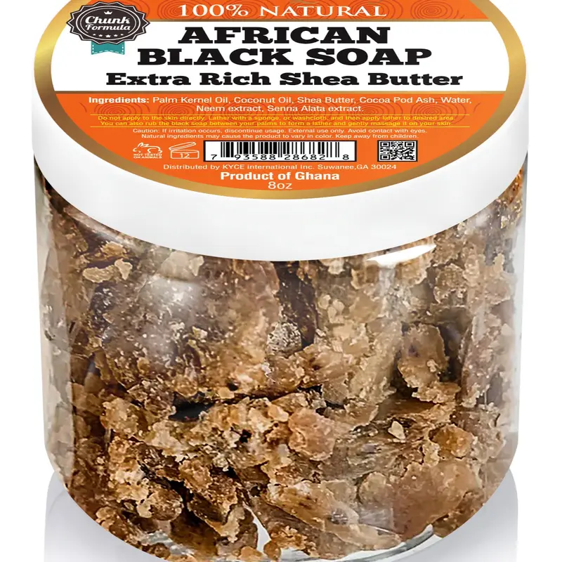 It's Pure Natural African Black Chunk Soap 8oz with Extra Rich Shea Butter Raw Soap for Face & Body Body Care Body Wash