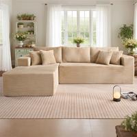 108" Beige L Shaped Sofa with Left Chaise
