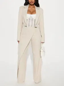 Booked And Busy Blazer Pant Set - Taupe