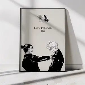 Jujutsu Kaisen Poster, Gojo Geto Best Friends Art, JJK Anime Print, Satosugu Friendship Wall Decor, Shonen Gift ( Unframed - Print Only )