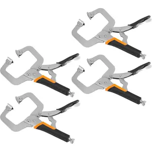 4 Pack 6 Inch C Clamp Locking Plier with Swivel Pads and Rubber Handle, C Type Adjustable Vise Grip Locking Pliers, Weldingc C Clamp Plier for Metal DIY Woodworking