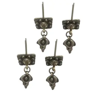 4 Sets Antique Bronze Color Chinese Style Zinc Alloy Single Hole Pull Handle, Kitchen Cabinet Drawer Wardrobe Door Hardware Classic Handle