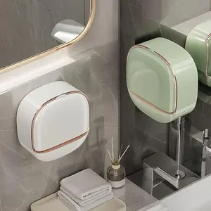 Wall Mounted Soap Dish, Punch Free Soap Bar Holder with Drainage, Soap Bar Storage Rack, Bathroom Supplies, Home Supplies, Soap Tray, Bathroom Essentials Accessories