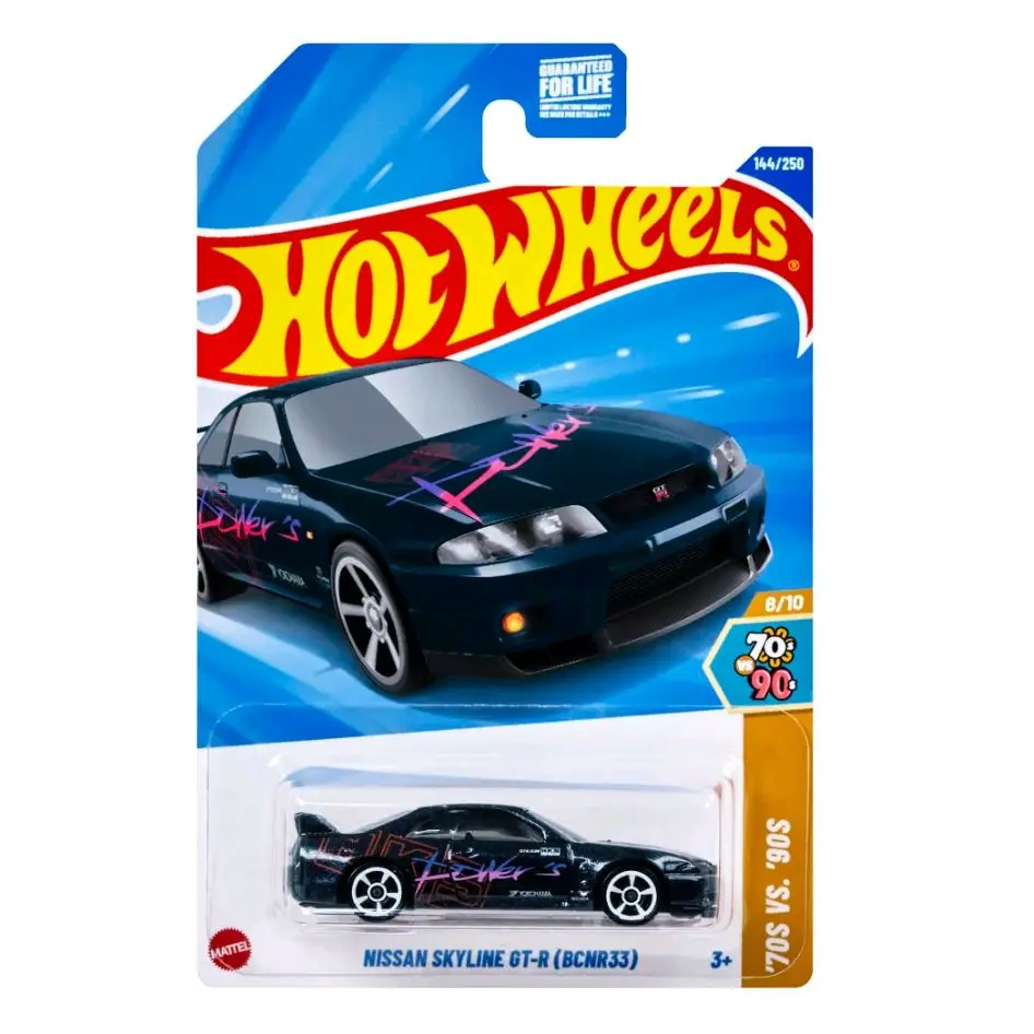 Hot Wheels 2025 '70s VS '90s Nissan Skyline GT-R BCNR33 Blue HKS #144 Diecast Model Car Collectible Toy