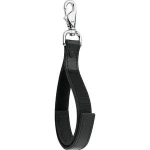 Heavy Duty Leather Glove Strap Wallet with Chrome Swivel Clasp, Perfect Fit Glove Holder for Firefighters, First Responders, Utility Workers (Black Leather)