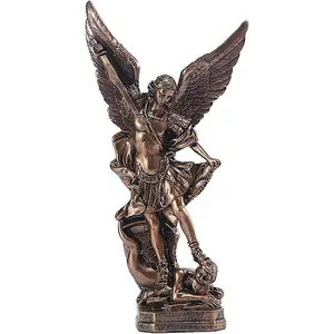 Saint Michael Archangel Statue Saint Michael Archangel over Dragon Religious Collection Battle Angel sculpture Christian Catholic statuettes gift set Decor Ornaments