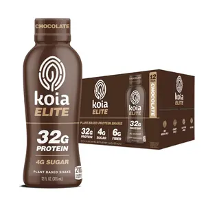 Plant Based Protein Shake Chocolate 32g Protein 4g Sugar Pre and Post Workout Dairy Free Gluten Free 12 Pack 12 Fl Oz