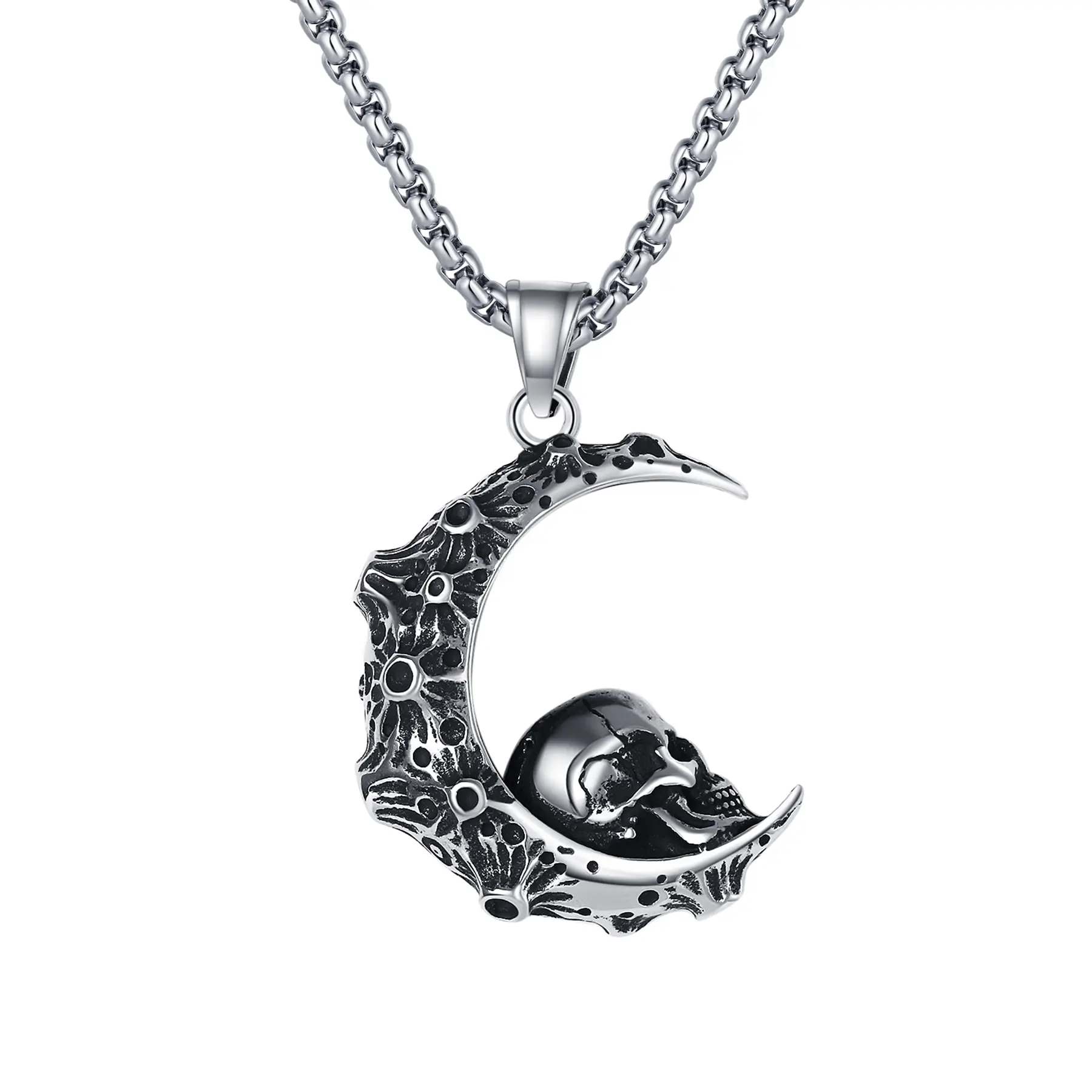 OIDEA Gothic 3D Skeleton Hand Pendant Necklace, Stainless Steel Gothic Biker Jewelry for Motorcycle Culture Lovers, 22-Inch Chain, 1.77x1.41 Inches, Unisex Accessory