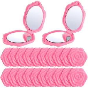 20Pcs Rose Compact Mirror Bulk Pink Plastic Mini Travel Makeup Mirror Hand Bridesmaids Gift for Women Girls Wedding Party - Home Improvement.