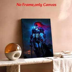 Fantasy Framed Wall Arts Dark Warrior Posters Mythical Armor Canvas Prints Epic Battle Wall Decor Canvas Art Print For Living Room Bedroom Game Room Gift Ready To Hang