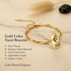 Tarot Brand Series Bracelet Stainless Steel 304 Gold Plated 18K Vacuum Plated 22.3mm x 12.5mm Pendant 17.5+5cm Chain Fashion Trend Long Oval Link Chain Affordable Bracelet