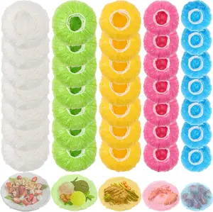 70 Pcs Bowl Covers, 5 Size Plastic Food Covers with Elastic, Colors Bowl Reusable, Alternative to Foil, Fresh Keeping, Disposable Dish wraps for Food Storage, Bread Proofing and Bugs Prevention