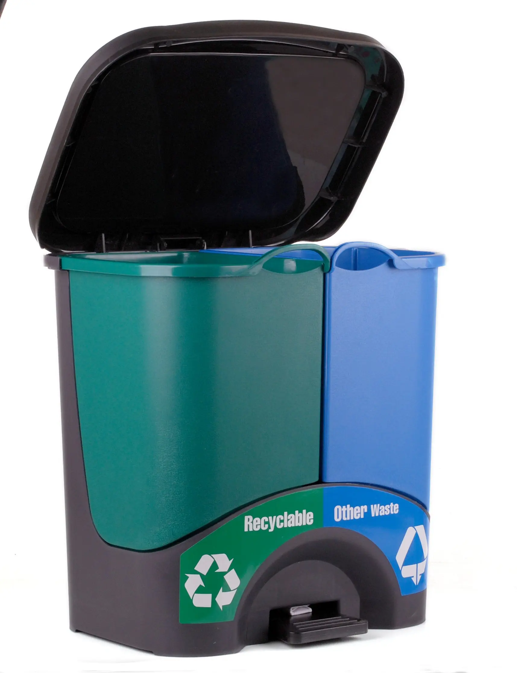 Recycle Trash Bins (Green/Blue,  Double Bin)