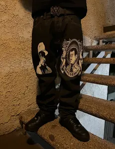 Kurupt Saints M4lverde-Ch4p0 Classic Straight Leg Jeans - Black