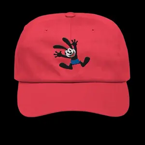 Oswald the Luck Rabbit Unisex Dad Hat - Red Baseball Cap with Character Design