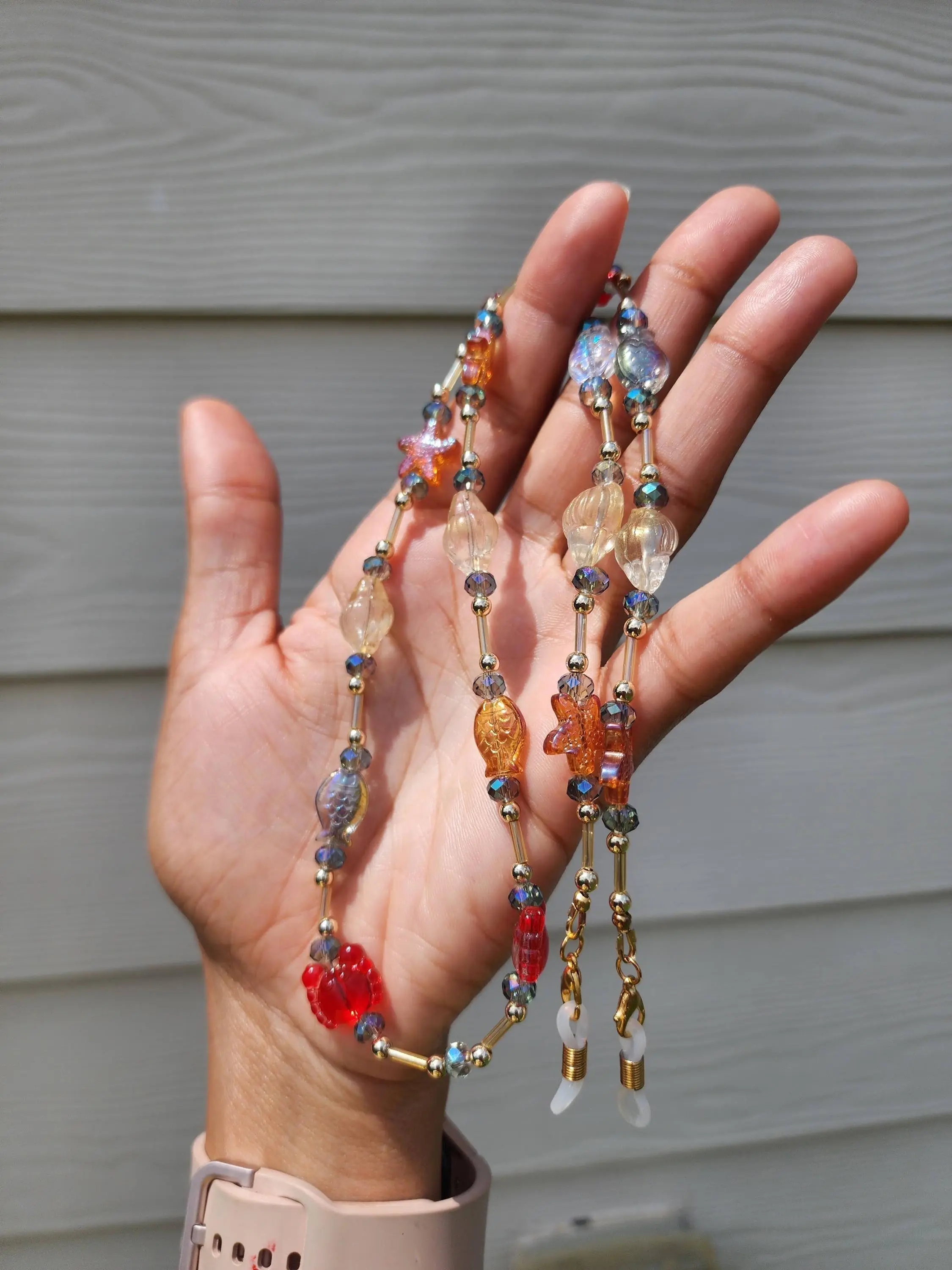Ocean Eyeglass Chain: Coastal-Themed Eyewear with Gold or Silver Details