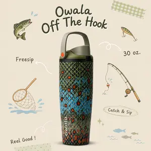 Owala Off the Hook 30oz FreeSip Sway Water Bottle – Owala Silly Goose, Wild at Heart Limited Edition Leakproof Insulated Stainless Steel Travel Tumbler, BPA-Free, Fishing Gift for Dad, Outdoor Bottle