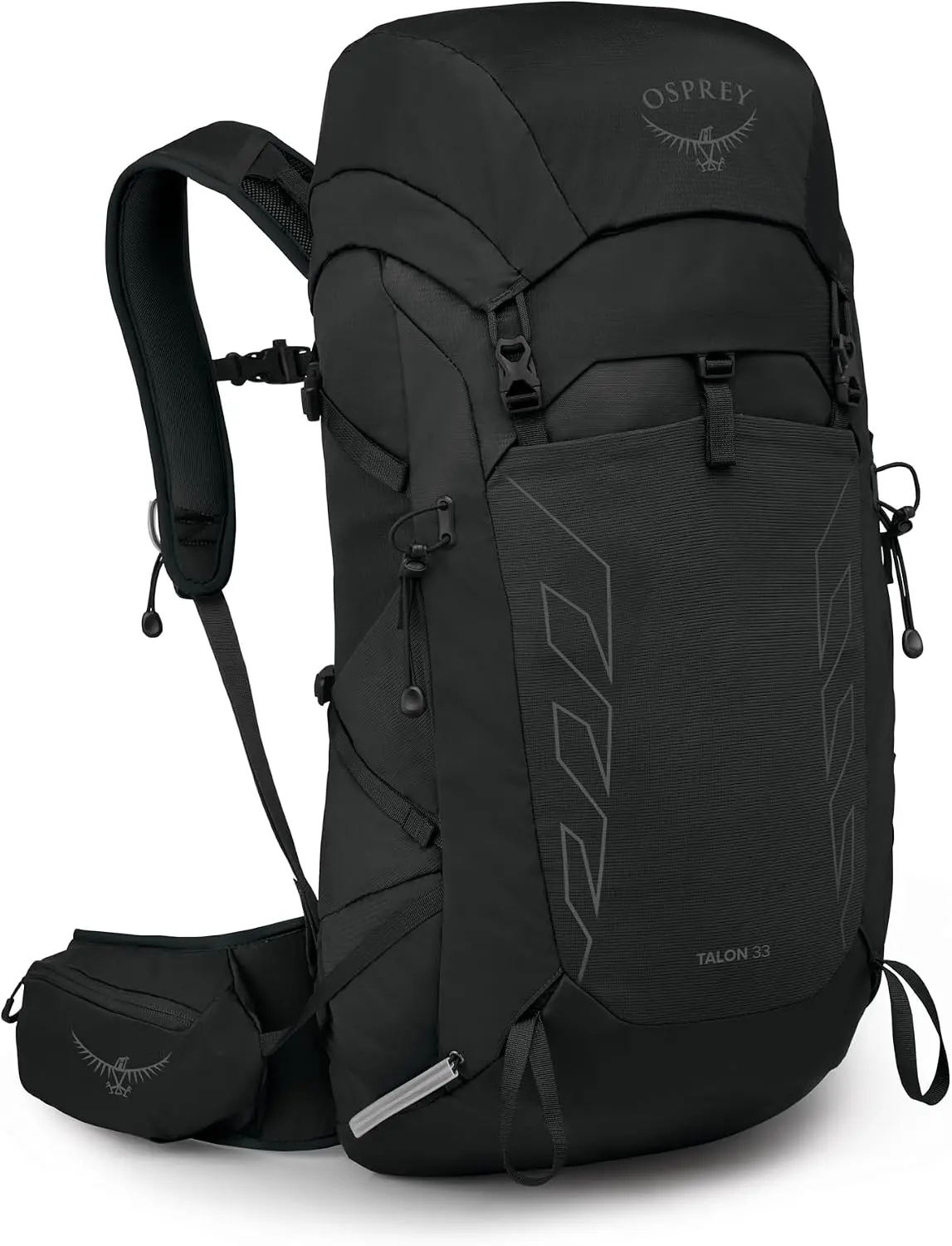 Osprey Talon 33L Men's Lightweight Hiking Backpack - Versatile Daypack for Travel & Camping - Sleek Black Design, One Size Fits All