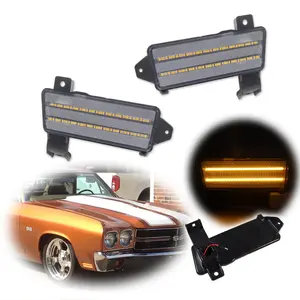 2PCS Brand new and quality For 1970 Chevy Chevelle El Camino Clear Amber LED Front Side Marker lamps Lights
