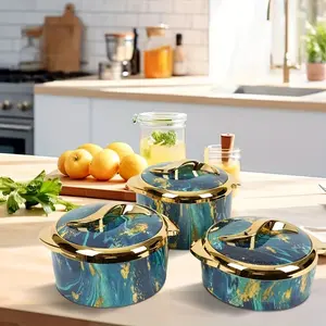 Mother's day gift,Insulated Food Container Set - 3 pcs Stainless Steel Thermal Casserole with Leak-Proof Lids |   Portable Serving Bowls for Hot/Cold Food, Ideal for Hot Pot, Buffet, Party, Office & Outdoor,family gathering