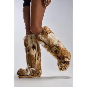 AZALEA WANG FENNEC MULTI FUZZY FLAT KNEE HIGH BOOT