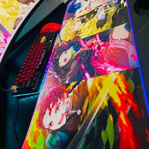Demon Slayer RGB Anime Desk Mat Mouse Pad - 31.5”X 11.8” - Gaming Mouse Pad with Non-Slip Rubber Base and Smooth Micro-Woven Surface
