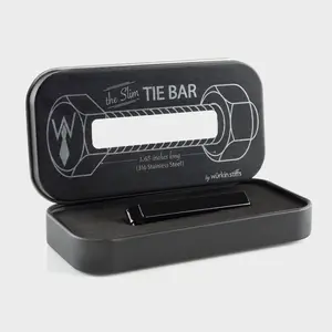 Würkin Stiffs The Slim Tie Bar 1.65 Inches Long 316 Stainless Steel with Reusable Storage Tin for Functionality and Style