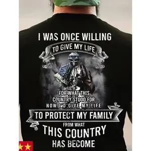 Men'S Patriotic Soldier Graphic T-Shirt |     Heavy-duty Military Uniform, Suitable for Festivals, July 4th, Street Hip-hop Style, Casual Street Style, Short Sleeve Round Neck, Y2K Style, Unisex, Heat Transfer Printing, Solid Color, Crew Neck, Plus Size