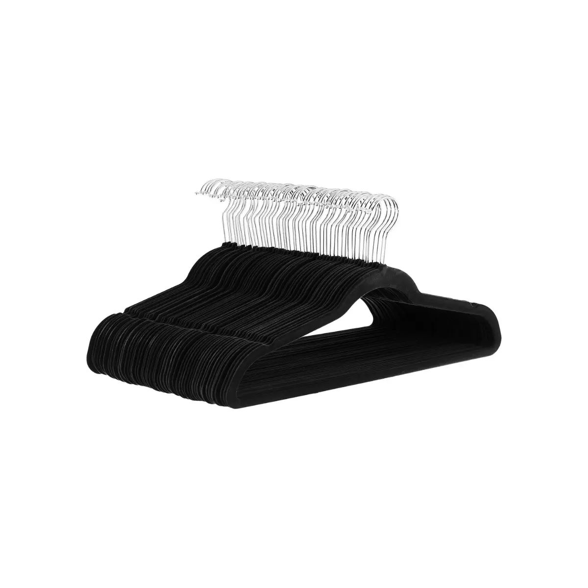 Slim Velvet Non-Slip Space Saving Suit Clothes Hangers for Closet Organization, Black/Silver, 30-Pack
