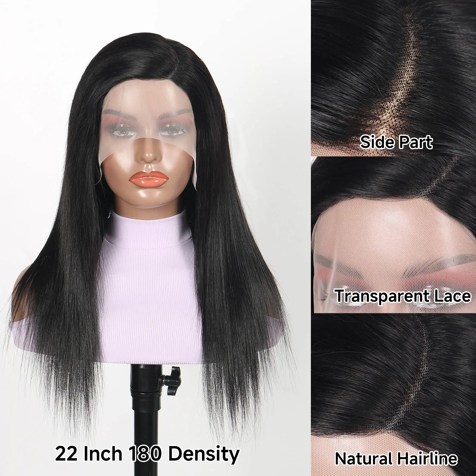 18-32 Inch Wig Human Hair 13x4x1 HD Lace Frontal Short Straight Lace Front Wigs for Black Women Human Hair Pre Plucked Glueless Side Part 180% Density Black Color