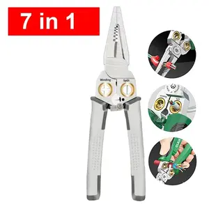 8 in 1 Wire Stripper Twister for Cutting and Pulling Wires, Cable Scissors,Voltage Tester Pliers, 12V to 250V Live,Null,Hot Wire Judgment AC DC, Audible and Flashing LED Alarms.