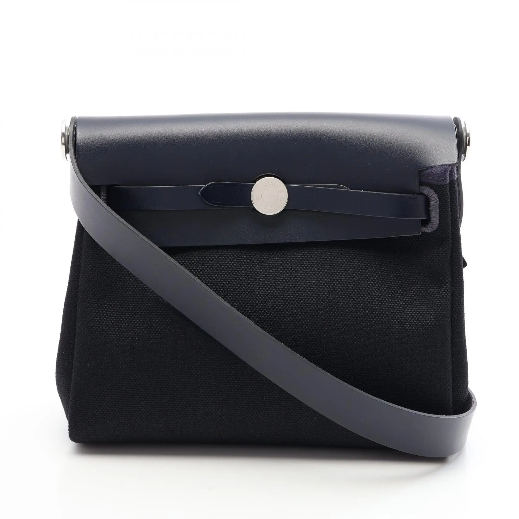 Pre-owned HERMÈS Calfskin Shoulder Bags Hermes Herbag Zip Mini Vache Hunter Toile Military Shoulder Bag