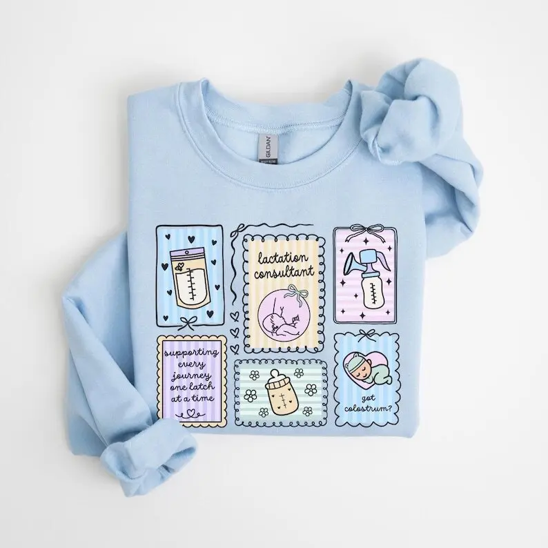 Lactation Consultant  T-Shirt OR Sweatshirt  • IBCLC T-SHIRT • Breastfeeding Counselor • Board Certified LC Work • Lactation Counselor Cotton Crewneck