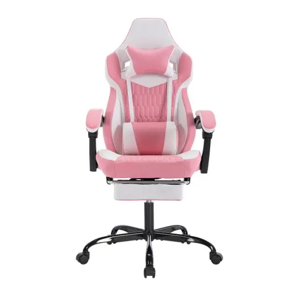 SAYGOGO 2-Tone Ergonomic Gaming Recliner Chair - Adjustable Lumbar Support, Adjustable Headrest, Retractable Footrest, Heavy-Duty Steel Frame, PVC Leather, Easy Assembly, Reclining Backrest, Two Tone