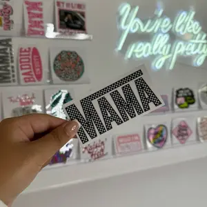 Mama Checkered Print Weatherproof Sticker UV DTF Sticker