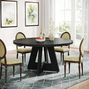 Round    4, 47 Inch Farmhouse Kitchen  Small Dinner  Wood Kitchen Dinning     Kitchen,Living  Dining Table for Room Mobile Standing Desk with Wheels Mirrored Console Inlay Marble Modern White Color Block Sofa Set