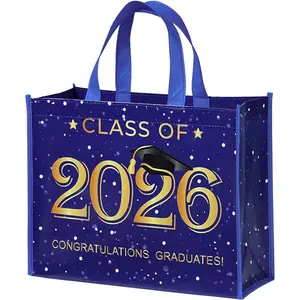 Large Reusable Graduation Gift Bag with Handles, 10 x 5 x 13 Inch, Gold Foil 2026 Graduate Gift Bag for College High School Grad, Class of 2026 Gift Bag for Daughter Son Friend Student, Congrats Grad Party Favor Bag for Ceremony Present