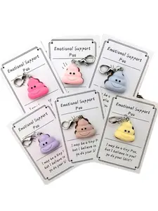 6pcs Mini Cute Funny Poop Shape Pendant Keychain, With Emotional Support Poo Emotional Encouragement Card, Fun Keychain, Pet Keychain, Can Be Used As Car Keychain, Bag Decoration, Accessory Gift, For Women And Girlfriends,Daily Small Gift, Keychain Kawaii