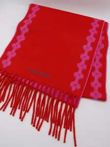 Pre-owned Louis Vuitton Cashmere Scarf Red and Pink Flower Scarf