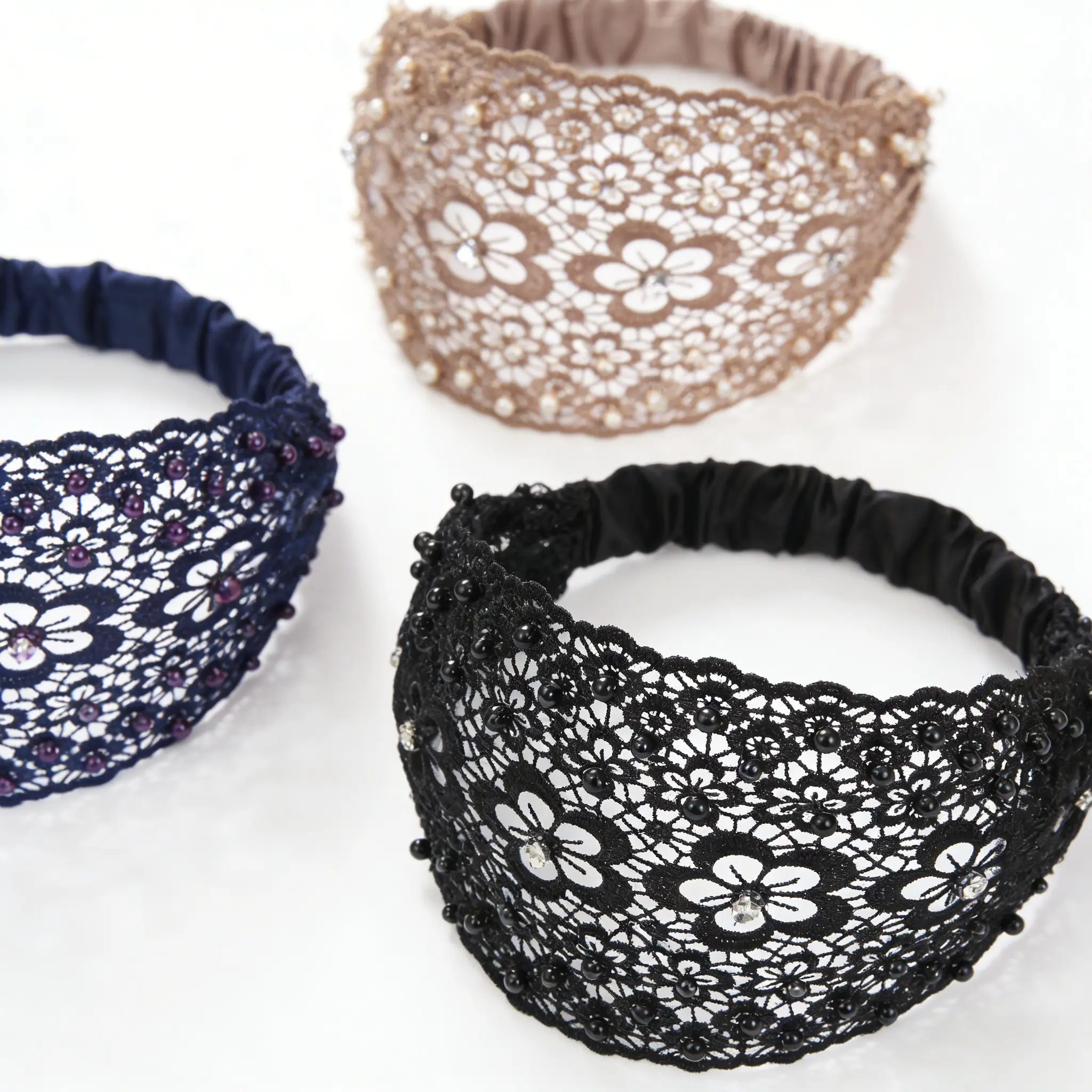 3-Piece Set Plum Blossom Hollow Beaded Wide Headband for Women Hair Accessory to Cover Gray Hair TJL Elegant Design Versatile Use Fashion Accessory