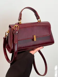 Classic retro style women's PU Leather handbag, Stylish square bag, small square shoulder bag crossbody bag, solid color design, suitable for daily use and work, fashionable and elegant accessories, suitable for women who pursue fashion