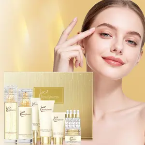 [Beautyturess Official] Ginseng Peptide Golden Glow Power Set with Tone-Up Cream, Cleanser, Toner, 4 × 7ml Serums, Lotion, Eye & Face Cream | 10-Piece All-in-One Routine | Cleanse, Hydrate & Natural Glow