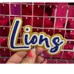 Lions Rhinestone Iron On Patch