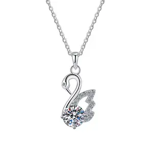 Pure Silver Women's Light Luxury Niche Swan Necklace - Elegant Swarovski Pendant for Everyday & Special Occasions