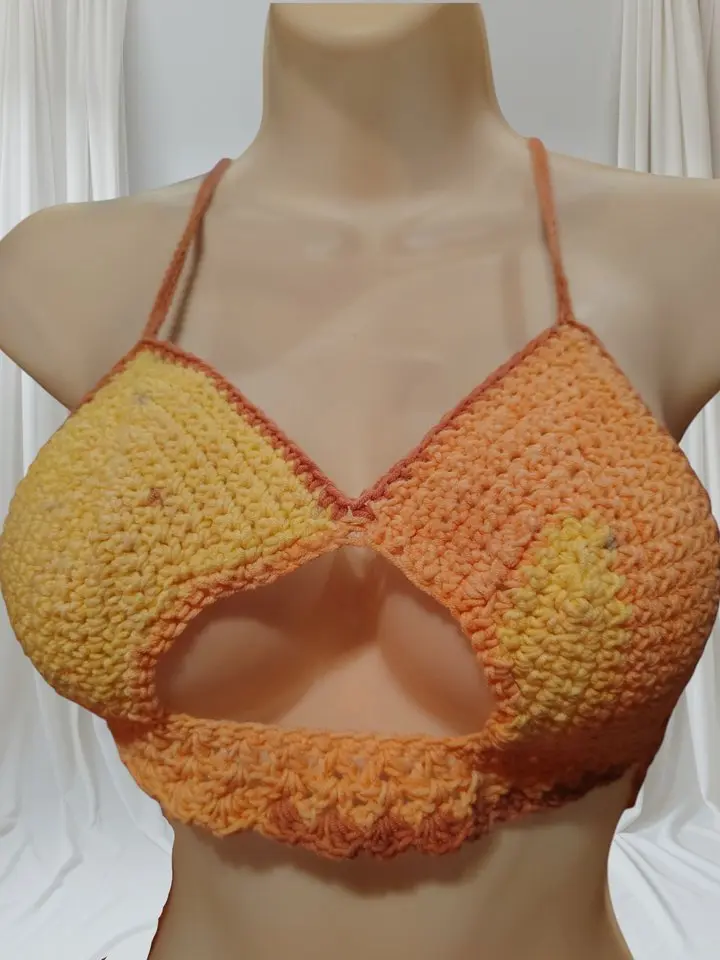 Crocheted 100% Cotton Peekwood Top with Adjustable Straps Lightweight Breathable Handcrafted Charmy Versatile Style Womenswear Customized Fit Basic