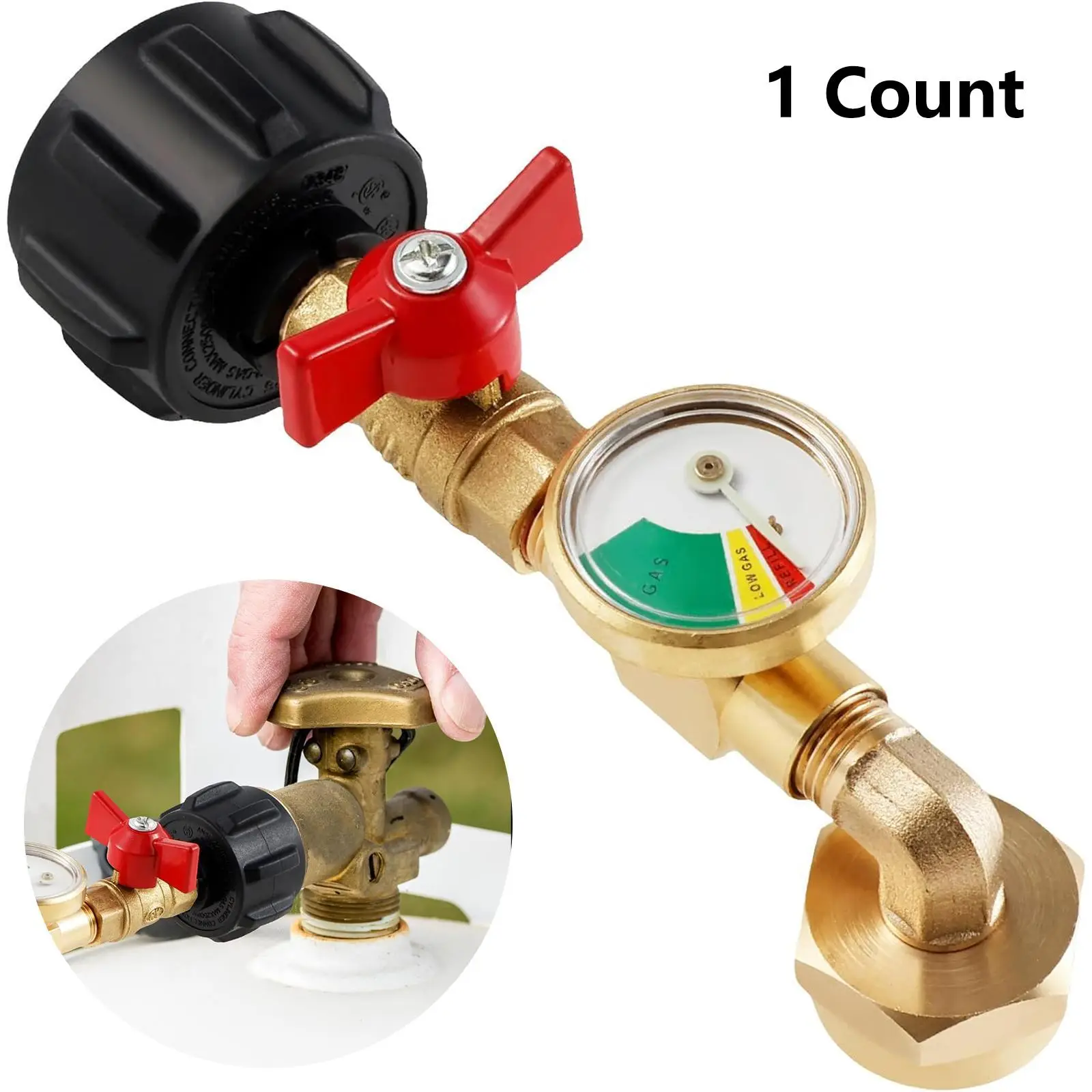 Gas Cylinder Filling Connector with Luminous Meter, Gas Tank Gas Connector, Pipe Fittings & Accessories for Home & Office