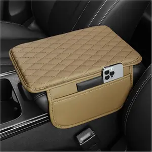 Car Center Console Cover – Microfiber Leather Armrest Cushion with Storage Pockets, Universal Fit Interior Accessory