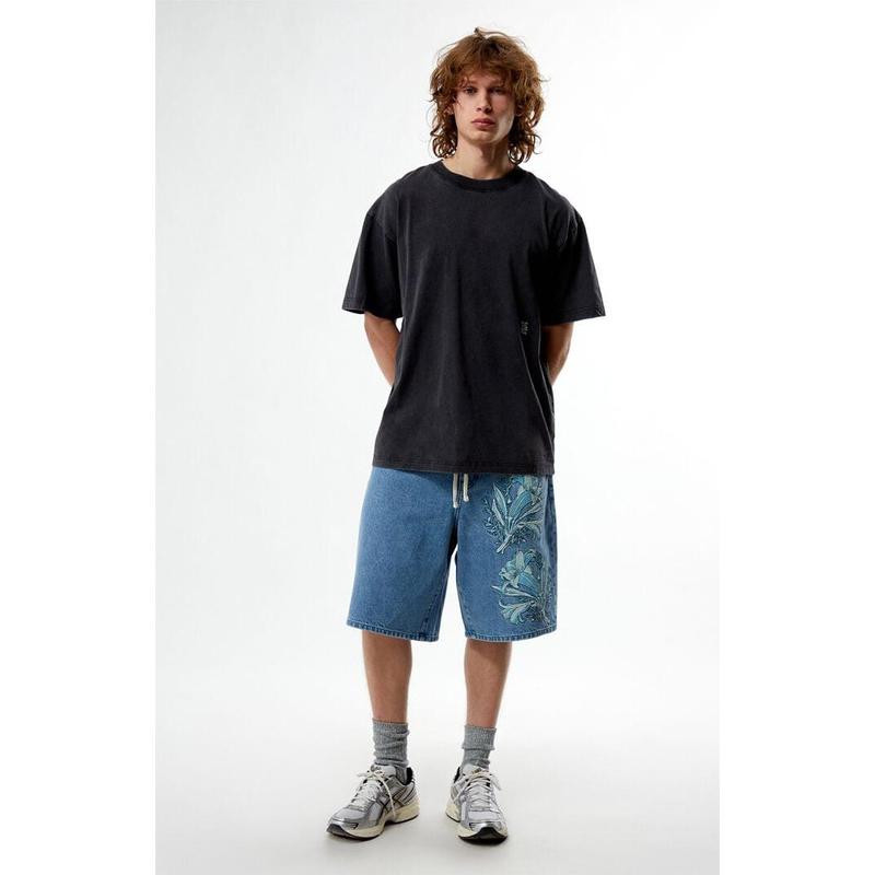 The Met Men's x Pacsun Moon Flask Lily Baggy Denim Shorts - TikTok